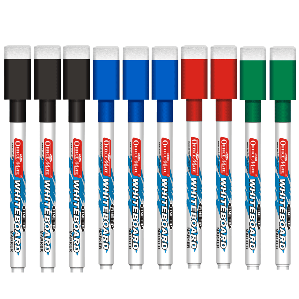 Fine Tip Whiteboard Markers with Duster - Pack of 10 pcs - Soniofficemate