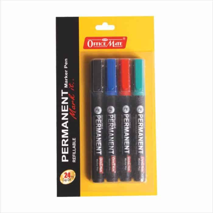 Soni Office Mate - Permanent Marker in Blister Packing (Assorted) – Pack of 4