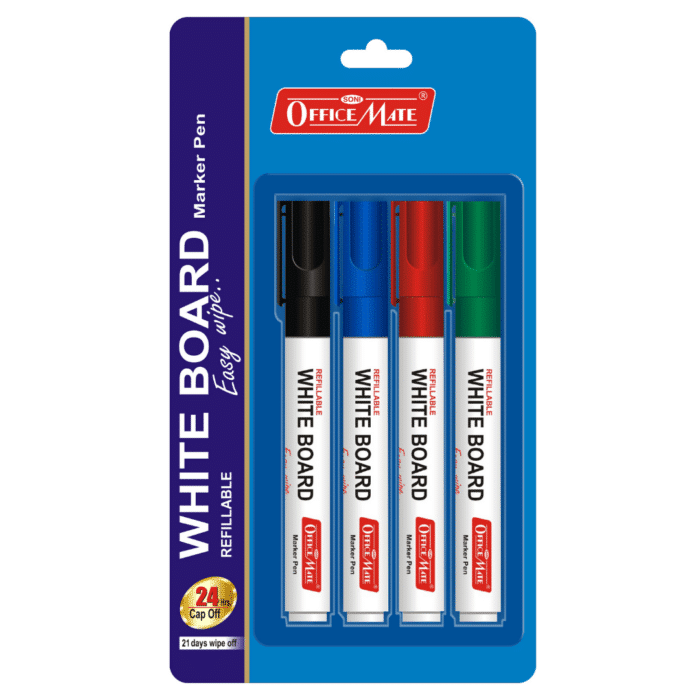 Whiteboard Markers in Blister Packing of 4 Pcs. (Assorted colors)