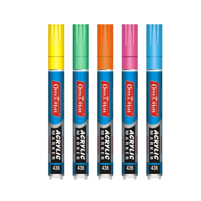 Fluorescent Acrylic Paint Markers (5pcs) – Vivid Colours, Water Based, Versatile Use, Non-Fading