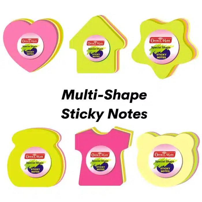 Multishape Sticky Note Pads Fluorescent Paper 100 sheets - Pack of 1