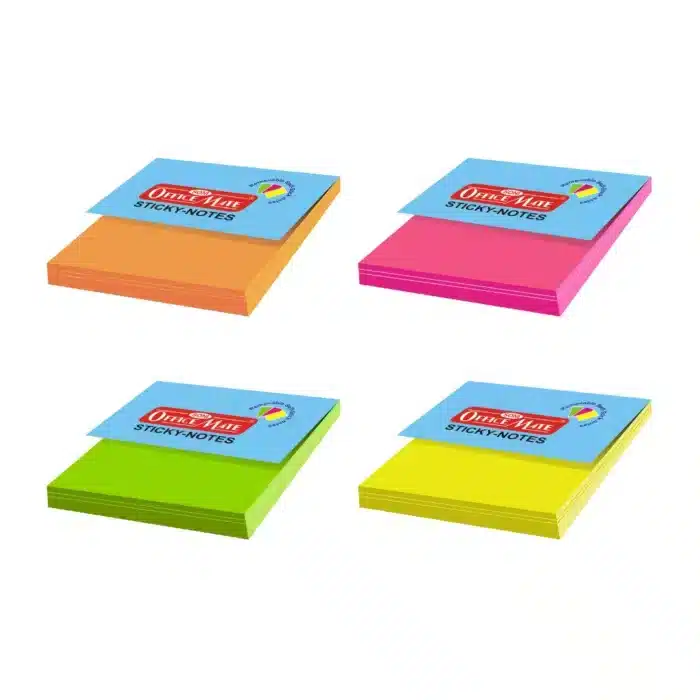 Sticky Note Pads Fluorescent Paper  76 x 76  100 sheets - Pack of 1