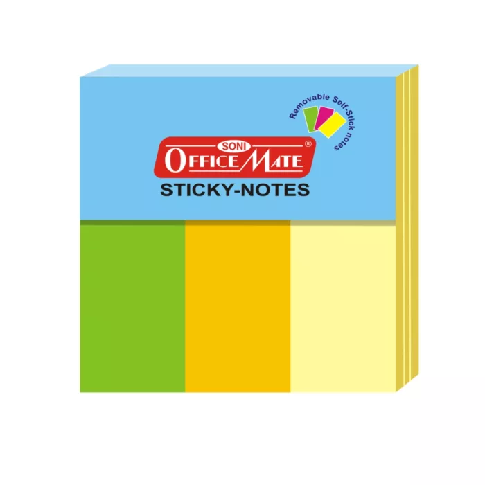 Sticky Note Pads Fluorescent Paper 25mm x 76mm x 3  100 sheets - Pack of 1