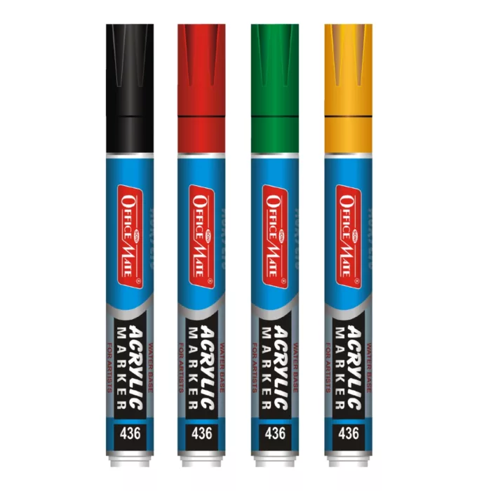 Acrylic regular Tip Marker Pens (Assorted Color, Pack of 4)