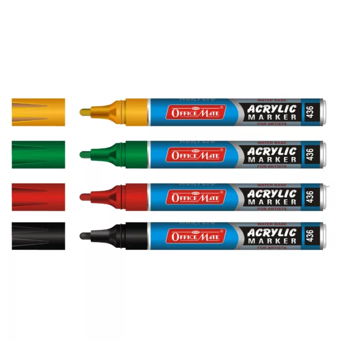 Acrylic regular Tip Marker Pens (Assorted Color, Pack of 4)