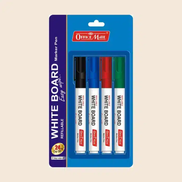 Whiteboard Markers in Blister Packing of 4 Pcs. (Assorted colors)