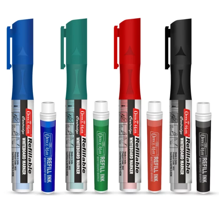 Refillable Cartridges Whiteboard Markers Combo (4 Cartridges Whiteboard Markers + 4 Cartridges )