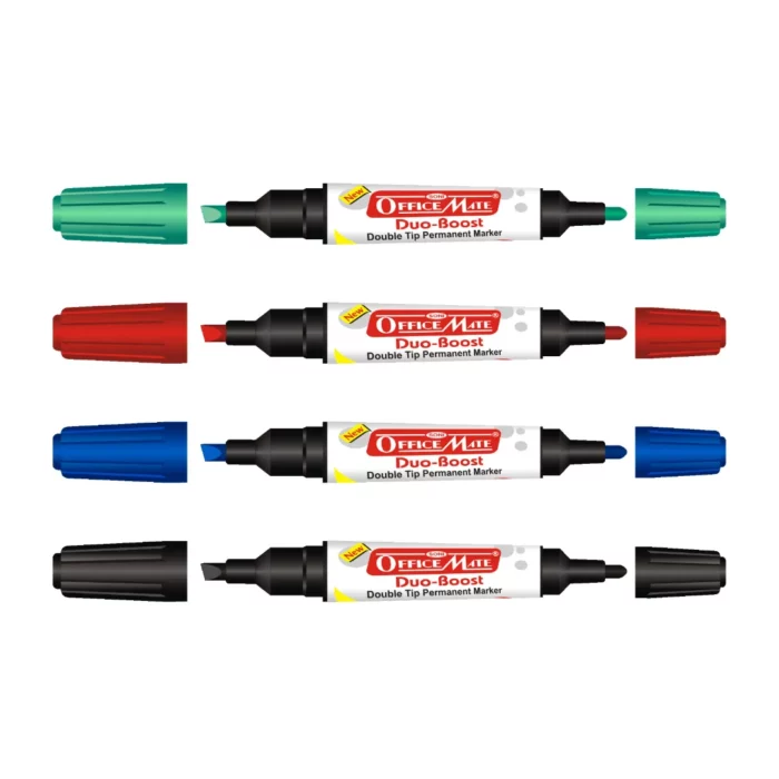 Permanent Marker Double Tip (Bullet + Chisel Tip) - Pack of 4, Quick-Drying,  Multi-Surface Marker