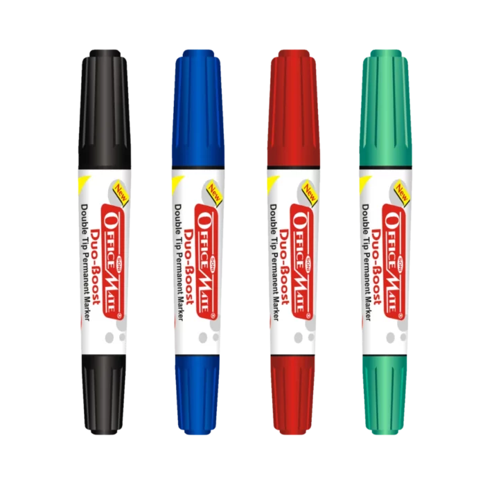 Permanent Marker Double Tip (Bullet + Chisel Tip) - Pack of 4, Quick-Drying,  Multi-Surface Marker